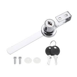 PATIKIL Sliding Glass Door Ratchet Lock 4.7x0.4inch, 1 Pack Keyed Alike Showcase Display Security Lock with 2 Keys & Screw for Showcase Display Case Cabinet Closet, Silver