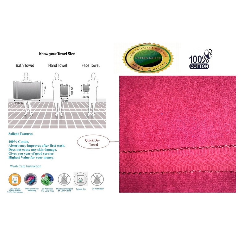 Cotton Colors Maroon Large Hand Towel Set (Pack of 5)_D13
