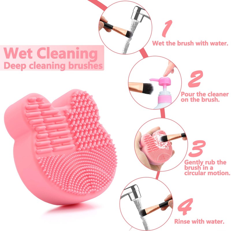 TailaiMei 2 Pack Makeup Brush Cleaning Mat with Color Removal