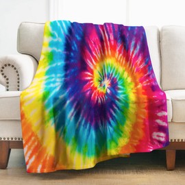Levens Rainbow Blanket Gifts for Women Girls Mom 60"x50", Red Blue Yellow Spiral Tie Dye Design Decoration for Home Bedroom Living Room Lounge Car, Soft Fluffy Lightweight Throw Blankets Colorful