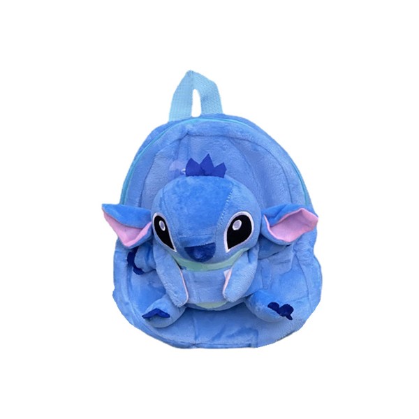 Awonlate Plush Stitch Backpack for Children Kindergarten Backpack for Toddlers Cute Cartoon Backpack Detachable Plush Doll Toy, Blue