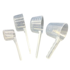 Gram measuring spoons, 4 Pieces, 15/25/50/100ml Capacity, that can be used for measuring protein powder, granules, coffee, as well as blending spices and other dry goods,Translucent