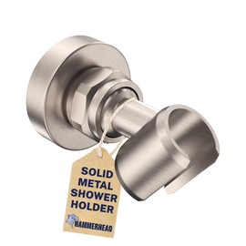 HammerHead Showers Solid Metal Handheld Showerhead Holder Wall Mount, Adjustable Screw-Mounted Pivot Ball, Shower Hose Holder, Fits Most Handheld Showerheads, Brushed Nickel