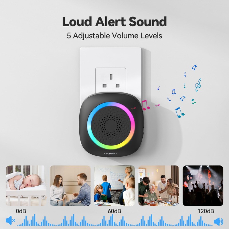 TECKNET Wireless Door and Window Open Sensor Alarm Chime, 1000Ft