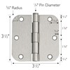 Design House Door Hinges for Interior Doors 12-Pack 3.5-inch x