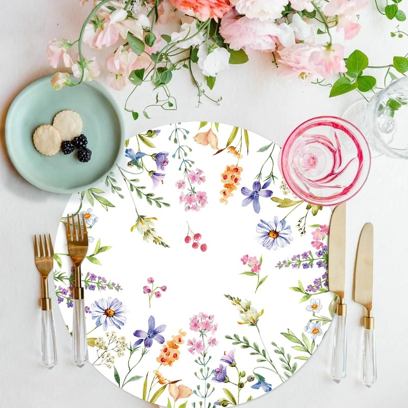 Paper Placemats Disposable 50 Pack Spring Flowers Place Mats 13.4