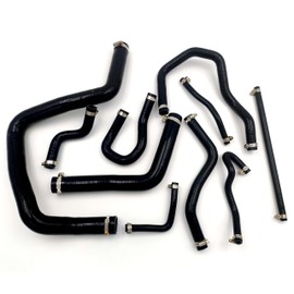 10Pcs Black Hoses For 1992-2000 Honda Civic Type-R EK EG B16A B18C B20B Silicone Radiator Hose Kit With Clamps Cooling Coolant Pipe Tube Hoses 1992 1993 1994 1995 1996 1997 1998 1999 2000