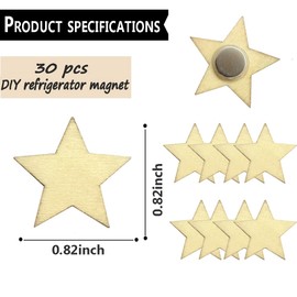 30 pcs Fridge Magnet,Star-Shaped Fridge Magnet,DIY Wood Refrigerator Magnets Sets for Whiteboard,Map, Home Decoration,Office, Kitchen, and Craft Supplies (Star)