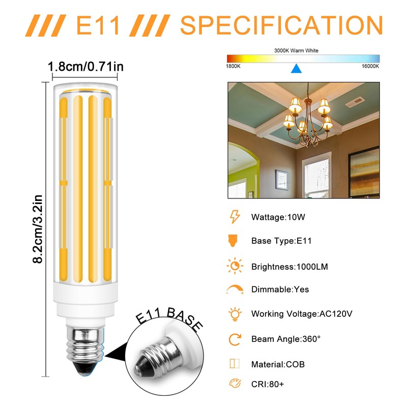 TZHILAN E11 Led Bulb Dimmable, COB Light Bulbs 100 Watt