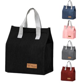 shaohui Lunch Bags for Women Men, Waterproof and Leakproof Lunch Box Tote Bags, Reusable Insulated Lunch Tote Bags for Work, School, Picnic, Camping Trips (Black)