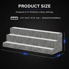 Cubehom LED Lighted Liquor Bottle Display Shelf, 38 Inch Bar Display Shelf, DIY Illuminated Bottle Shelf with App & Remote Control, 3 Step Freestanding Holding Bottles for Home Bar, Party, Grey