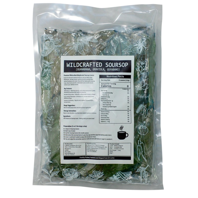 Purelife Herbs® Wildcrafted Soursop (Guanabana, Graviola, Guyabano) Dehydrated 1000 Leaves