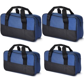 Clysee 4 Pack 18 Inch & 14 Inch Tool Bag with Zipper and Outside Pockets Wide Mouth Tool Tote Bag Waterproof Fabric Tool Storage Bag for Electrician Tool Organizer Father's Gift, Navy Blue and Black
