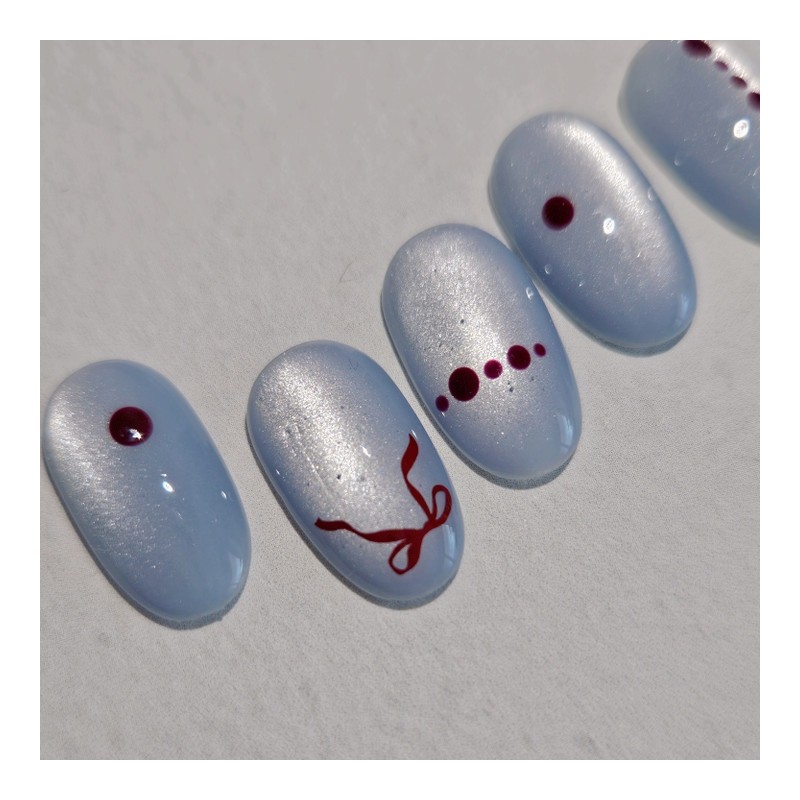 [Handmade Nail Tips] Burgundy Drop |Magnetic Gel Dot Henna Nail