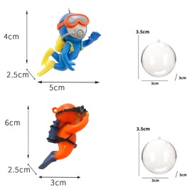 2 Pack Fish Tank Decorations, Fish Tank Floating Resin Divers Decorations, Lovely Mini Diver Aquarium Ornament (Orange)