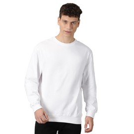 Klizzer Luxury Men’s Sweatshirts Crewneck - Sweatshirt for Men No Hood - 100% Cotton Fleece Pullover for Adult Casual Winter Long Sleeve (White, 2XL)