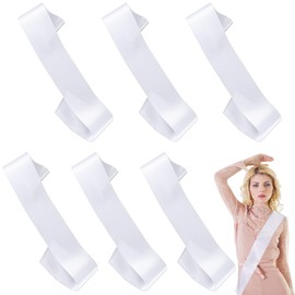 HJZHII Pack of 6 79 cm Unprinted Sash Print White Sash Self Labelling Empty Plain Blank Hen Night Party Sashes Print Individual Satin DIY for JGA Birthday Wedding Bridal Shower