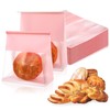 100 Pcs Pink Resealable Kraft Paper Bread Loaf Bag for