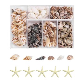 KVBUCC 105 Seashell Decorations, Spiral Shells, Starfish Decorations, Fish Tank and Vase Fillers, Craft Decorations, Furniture Decorations, DIY Decorations, Suitable for Beach Theme Parties