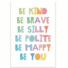 Be Kind Be Brave Be Silly Classroom Poster - Positive Affirmations - Inspiring Motivational Classroom Poster - 12 x 18 Inch - Classroom Decor - Classroom Must Haves - Back To School Decor - CPS0327
