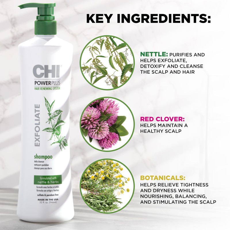CHI PowerPlus Exfoliating Shampoo, Hair Renewal System For A Healthy
