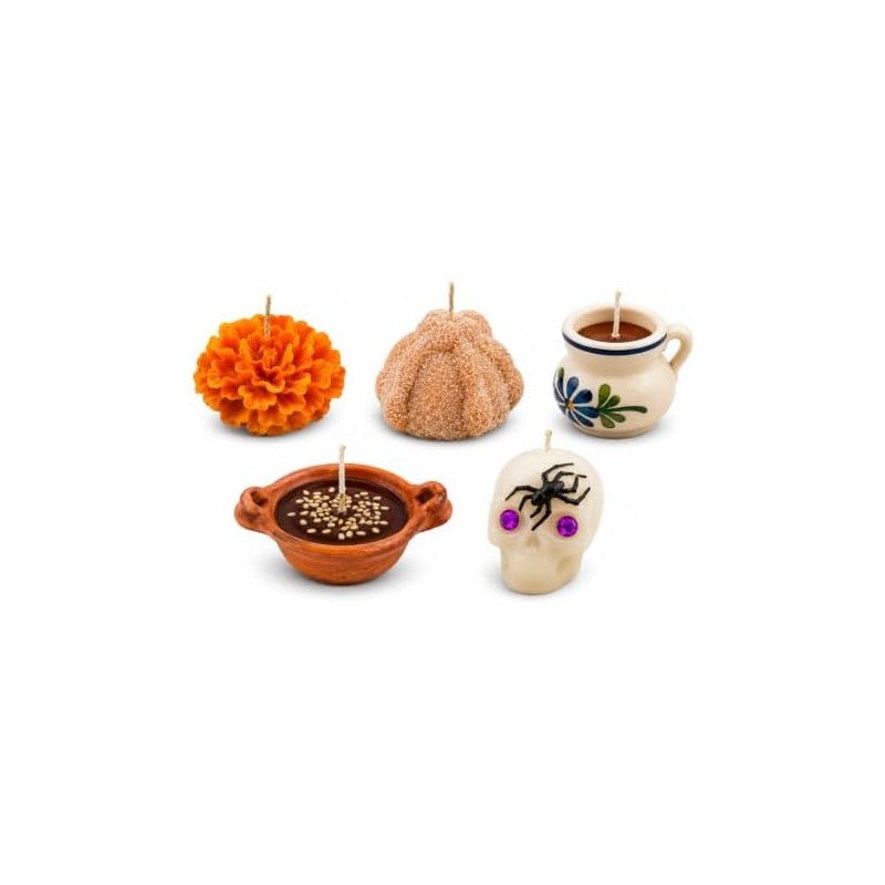 Kit Ofrenda Día de Muertos 5 Velas Artesanales – Velas
