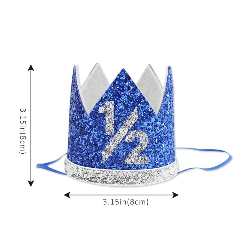Eoopoon 1/2 Birthday Crown Hat for Baby, Half Birthday Crown