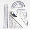 12 Pieces Geometry Set with Metal Compass, Ruler, Triangle, Protractor,