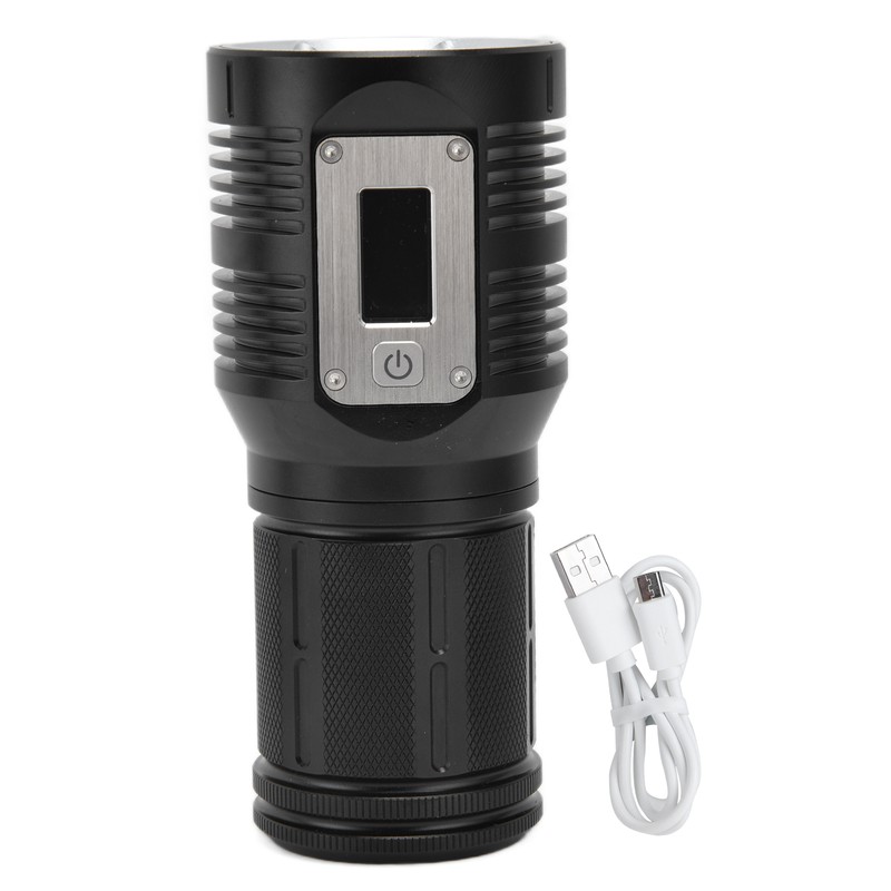 Strong Light Flashlight Digital Display Rainproof Rechargeable Flashlight for Camping
