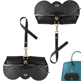 OUDQFCJ Sunglasses Bag Made of Leather, Pack of 2 Sunglasses Case, Glasses Bag for Hanging, Portable Case for Sunglasses, Sunglasses Storage Holder, Sunglasses Case Leather