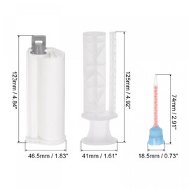 uxcell 2Pcs Epoxy Gun Adhesive Cartridge, Plastic Resin Mixer Dual Glue Cartridge with Push Rod and Mixing Tube for 50ml/1.7oz 10:1 AB Glue Adhesive Gun
