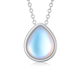 PYTALI Treadrop Moonstone Necklaces S925 Sterling Silver Treadrop Moonstone Pendant Necklaces for Women Her