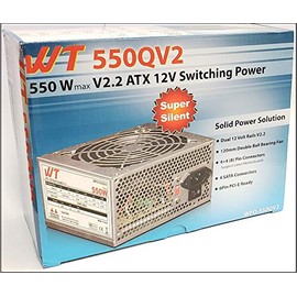 WinTech WT550 QV2 550W Dual 12 Volt Rails V2.2 Power Supply 120 mm Double Ball Bearing Super Silent Fan Distributed by GP Xtreme