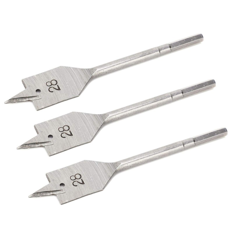 Flat Wood Spade Bits 3Pcs High Carbon Steel Set 28mm