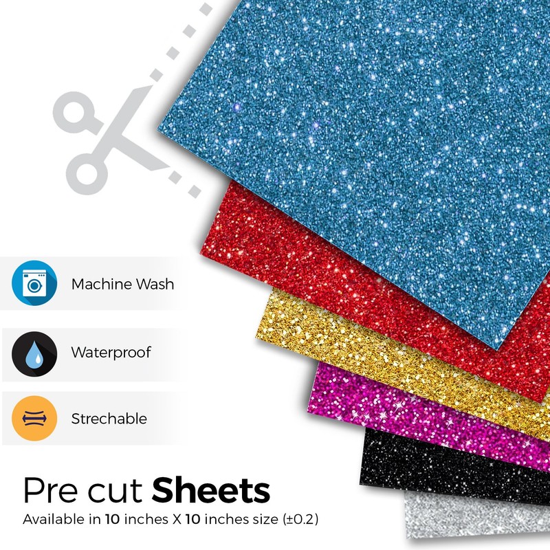 MiPremium Glitter Gold Heat Transfer Vinyl HTV, Glitter Iron On