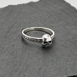 Treasure Bay 925 Delicate Sterling Silver Skull Ring for Women Girls Teen (W)