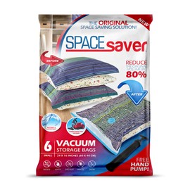 Spacesaver Premium Vacuum Storage Bags. 80% More Storage! Hand-Pump for Travel! Double-Zip Seal and Triple Seal Valve! Vacuum Sealer Bags for Comforters, Blankets, Bedding, Clothing! (Small 6 Pack)
