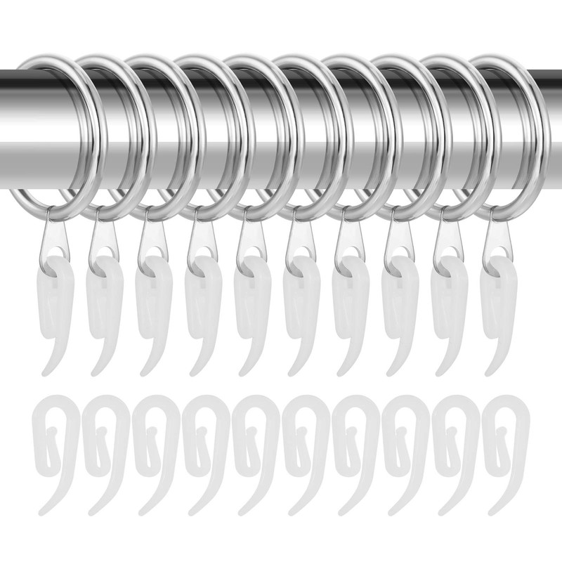 tonyg-p 20 Pack Metal Curtain Rings with Plastic Curtain Hooks,