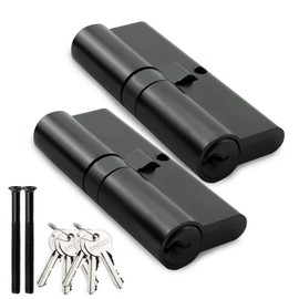 Bwintech 2 Pcs Keyed Alike 70mm (35T/35) Nickel Euro Cylinder Lock,Door Barrel Lock,Thumbturn Knob with 3 Standard Keys,Anti-Pick,Anti-Bump,Anti Drill,High Security for UPVC,Wooden,Composite Doors