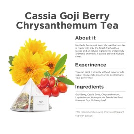 NESTLADY Cassia goji berry chrysanthemum tea, Honeysuckle, dandelion root, dried kumquat, light bamboo leaf, mulberry leaf, Combination of floral tea, herbal tea, flower tea, 决明子枸杞菊花茶, healthy nourishing tea bags 20 bags (160g, 8g/bag)…