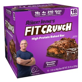 Fit Crunch- FITCUNCH Barritas Proteínas Tamaño Snack, Diseñadas por Robert Irvine, Barra horneada de 6 capas, 4g de Azúcar, Gluten