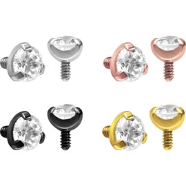 PIERCINGLINE Titanium Screw Attachment with External Thread 0.9 mm Crystal Piercing Attachment Replacement Choice of Colours and Sizes, Titanium