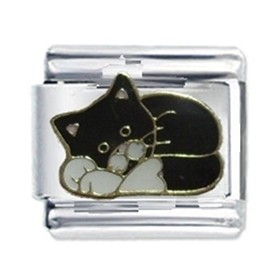 Cute Black Cat by JSC Italian Charms Fits all 9mm Italian Style Charm Bracelets