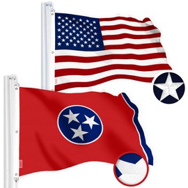 G128 Combo Pack: American USA Flag 6x10 Ft & Tennessee TN State Flag 6x10 Ft | Both StormFlyer Series Embroidered 220GSM Spun Polyester, Brass Grommets