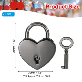 PATIKIL 1.5 Inch Love Locks Heart Padlock with Key Set, 2 Set Single Heart Couple Wishing Lock Love Padlock for Lover Bridge Anniversary Diary Book Card Box, Black