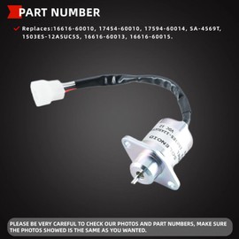 1503ES-12A5UC5S 12V Fuel Shut Off Solenoid Fit for Kubota D905 D1005 D1105 V1205 V1305 V1505T Replace 17454-60010 SA-4569-T 16616-60010