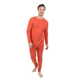Leveret Mens Pajamas Solid 2 Piece Pajama Set 100% Cotton Orange Size Large