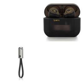 BoxWave Cable Compatible with Moondrop Sparks - USB Type-C Keychain Charger, Key Ring USB Type-C to Type-A 8 in USB Cable - Jet Black