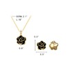 Clearine Black Rose Flower Necklace Earrings Set 14K Plated Hypoallergenic
