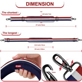 ZINZ 59-Inch Universal Shoulder Strap with Ultra-Thick Fixed Breathable Pad - Adjustable Heavy-Duty for Laptop, Crossbody, Gym, Camera Bags and More - Stripe-BWR